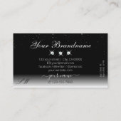 Elegantes Silver Black Sparkling Diamonds Monogram Visitenkarte (Rückseite)