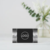 Elegantes Silver Black Squiggled Jewels Logo & Fot Visitenkarte (Stehend Vorderseite)