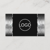 Elegantes Silver Black Squiggled Jewels Logo & Fot Visitenkarte (Vorderseite)