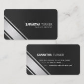 Elegantes Silver Black Textured Beruflich Custom Visitenkarte (Vorne/Hinten)