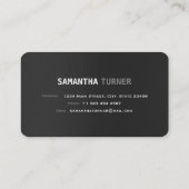 Elegantes Silver Black Textured Beruflich Custom Visitenkarte (Rückseite)