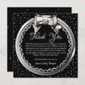 Elegantes Silver Black Wedding Anniversary Design Dankeskarte (Vorne/Hinten)