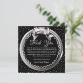 Elegantes Silver Black Wedding Anniversary Design Dankeskarte (Stehend Vorderseite)