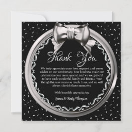 Elegantes Silver Black Wedding Anniversary Design Dankeskarte