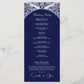 Elegantes Silver Blue Monogram Wedding Program Programm (Rückseite)