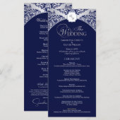 Elegantes Silver Blue Monogram Wedding Program Programm (Vorne/Hinten)