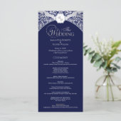 Elegantes Silver Blue Monogram Wedding Program Programm (Stehend Vorderseite)