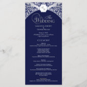 Elegantes Silver Blue Monogram Wedding Program Programm (Vorderseite)