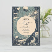 Elegantes Silver Blue Tarot Brautparty Einladung (Stehend Vorderseite)