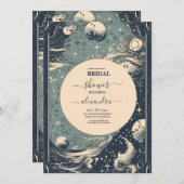 Elegantes Silver Blue Tarot Brautparty Einladung (Vorne/Hinten)