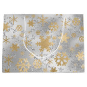 Elegantes Silver Blue Weihnachten Schneeflocken Mu Große Geschenktüte (Vorderseite)