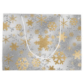 Elegantes Silver Blue Weihnachten Schneeflocken Mu Große Geschenktüte (Rückseite)