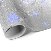 Elegantes Silver Blue Weihnachten Snowflake Muster Geschenkpapier (Rolleneckpunkt)