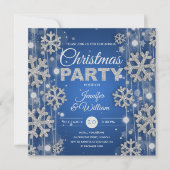 Elegantes Silver Blue Winter Glam Weihnachts-Party Einladung (Vorderseite)