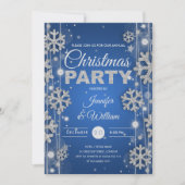 Elegantes Silver Blue Winter Glam Weihnachts-Party Einladung (Vorderseite)