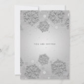 Elegantes Silver Blue Winter Glam Weihnachts-Party Einladung (Rückseite)
