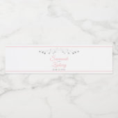 Elegantes Silver Blühe Rosa-Script-Hochzeit Wasserflaschenetikett (Einzelnes Label)