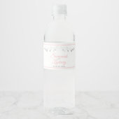 Elegantes Silver Blühe Rosa-Script-Hochzeit Wasserflaschenetikett (Vorderseite)