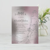 Elegantes Silver Bride Metallic Brautparty Einladung (Stehend Vorderseite)