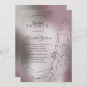 Elegantes Silver Bride Metallic Brautparty Einladung (Vorne/Hinten)