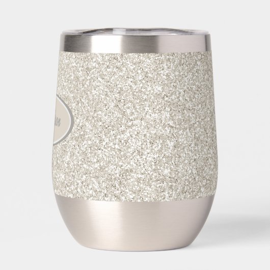 Elegantes Silver Bronze Glitzer Monogram (Rückseite)