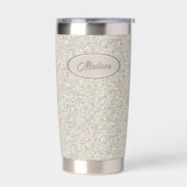 Elegantes Silver Bronze Glitzer Monogram Thermobecher (Links)