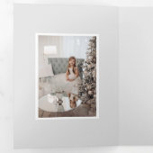 Elegantes Silver Brushstrokes mit Joy Script-Foto Dreifach Gefaltete Karte (Innen Erste Seite)