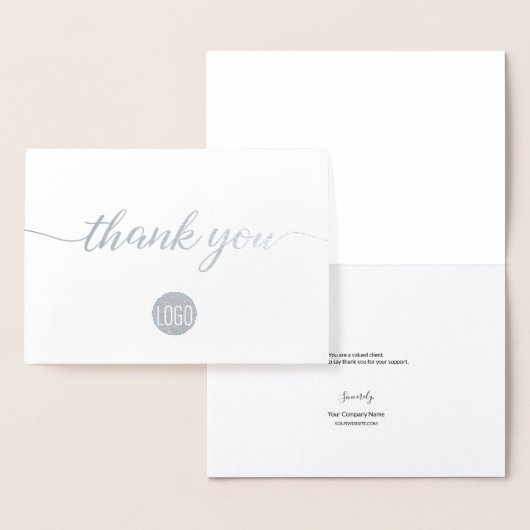 Elegantes Silver Business Logo Danke Foil Folienkarte (Anzeige)