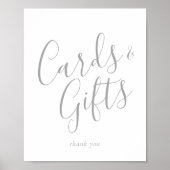 Elegantes Silver Calligraphy Cards und Geschenkzei Poster (Vorne)