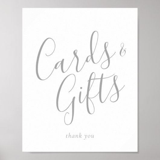 Elegantes Silver Calligraphy Cards und Geschenkzei Poster (Vorne)
