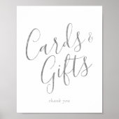 Elegantes Silver Calligraphy Cards und Geschenkzei Poster (Vorne)
