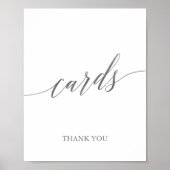 Elegantes Silver Calligraphy Wedding Cards Zeichen Poster (Vorne)