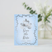 Elegantes Silver Carriage Storybook Save the Date Ankündigungspostkarte (Stehend Vorderseite)