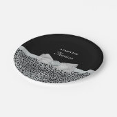 Elegantes Silver Cheetah Print Frilly Bow Party Na Pappteller (Schrägansicht)