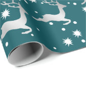 Elegantes Silver Christmas Rentier Muster Geschenkpapier (Rolleneckpunkt)