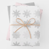 Elegantes Silver Christmas Snowflake Muster Geschenkpapier Set (Beispiel)