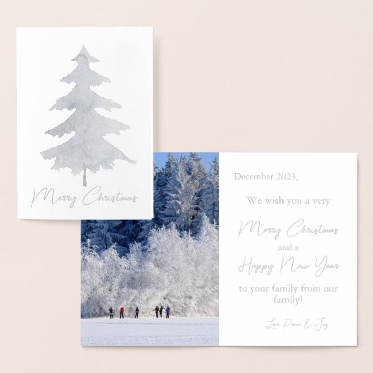 Elegantes Silver Christmas Tree Foto Folienkarte (Anzeige)