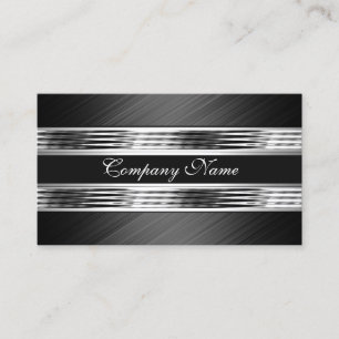 Elegantes Silver Chrome Metal Black 2 Visitenkarte