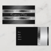 Elegantes Silver Chrome Metal Black 2 Visitenkarte (Vorne/Hinten)