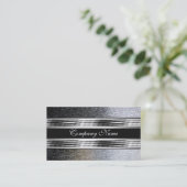 Elegantes Silver Chrome Metal Black 2 Visitenkarte (Stehend Vorderseite)