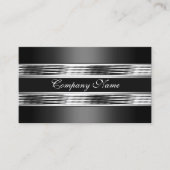Elegantes Silver Chrome Metal Black 3 Visitenkarte (Vorderseite)