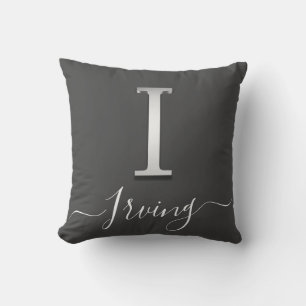 Elegantes Silver Custom Monogram I Name Throw Pill Kissen