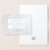 Elegantes Silver Damask Holiday Corporate Business Folienkarte (Anzeige)