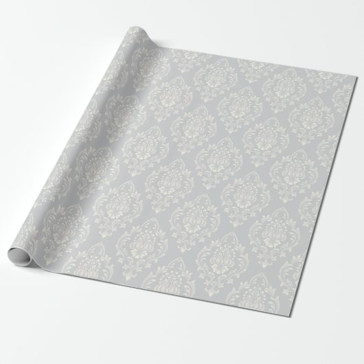 Elegantes Silver Damask Muster Luxus Geschenkpapier (Ungerollt)