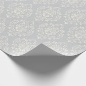 Elegantes Silver Damask Muster Luxus Geschenkpapier (Ecke)