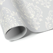 Elegantes Silver Damask Muster Luxus Geschenkpapier (Rolleneckpunkt)