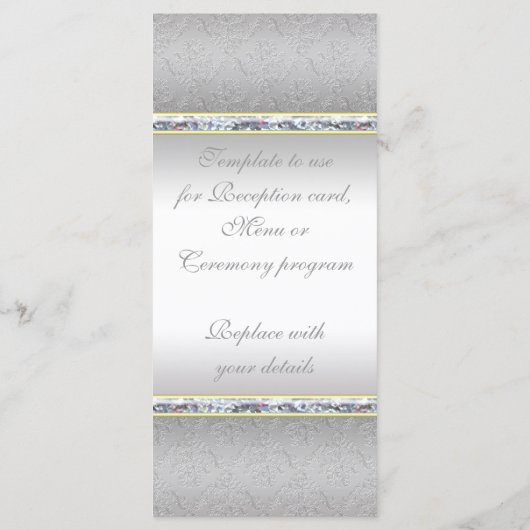 Elegantes Silver Damask und rosa Rose Monogramm Programm (Rückseite)