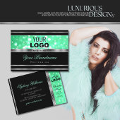 Elegantes Silver des Schwarz Mint Green Glitzer St Visitenkarte