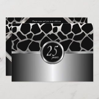 Elegantes Silver Design 25 Jahre alt Einladung