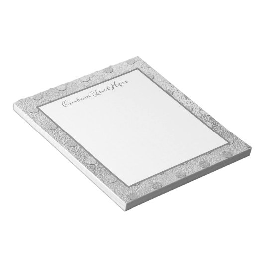 Elegantes Silver Dot Pattern Glam Personalisiert Notizblock (angewinkelt)